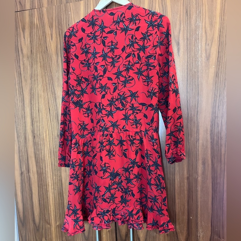 Zadig & Voltaire Red and Black Floral Long Sleeve Dress - Picture 2 of 3